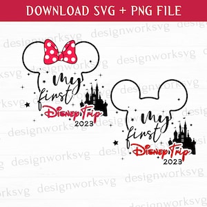 My First Trip Svg, Family Vacation Svg, Mouse And Friends Svg, Mouse Svg, Head Svg, Princess Svg, Printable Files, Png For Sublimation