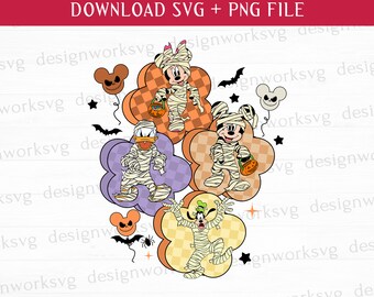 Happy Halloween Svg, Cukierek albo psikus Svg, Myszka i przyjaciele Svg, Pliki do druku, PNG do sublimacji