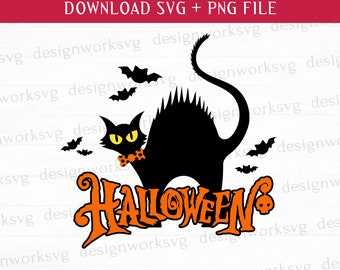 Halloween Cat Svg, Happy Halloween Svg, Trick Or Treat Svg, afdrukbare bestanden, Png voor sublimatie