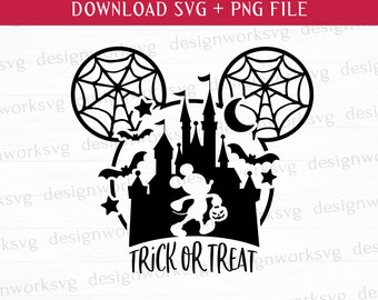 Halloween Svg, kasteel Svg, Happy Halloween Svg, Trick Or Treat Svg, muis hoofd Svg, afdrukbare bestanden, Png voor sublimatie