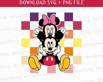 Geruite muis paar SVG, muis en vrienden SVG, familie-uitje, muis, hoofd SVG, prinses, afdrukbare bestanden, PNG voor sublimatie