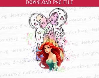 Aquarell Prinzessin Png, magisches Schloss Png, Familienreise Png, Familienurlaub Png, Vacay Modus Png, druckbare Dateien, Png für Sublimation