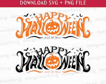 Happy Halloween Svg, Trick or Treat Svg, Bat Svg, afdrukbare bestanden, Png voor sublimatie