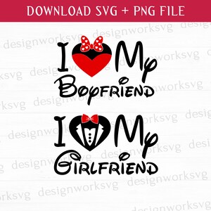 Viagem em família para casal Svg, Eu amo meu namorado Svg, Eu amo minha namorada Svg, Cabeça de mouse Svg, Arquivos para impressão, Png para sublimação
