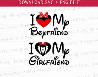 Para Rodzinna Wycieczka Svg, Kocham Mojego Chłopaka Svg, Kocham Moją Dziewczynę Svg, Głowa Myszki Svg, Pliki Do Wydruku, PNG Do Sublimacji