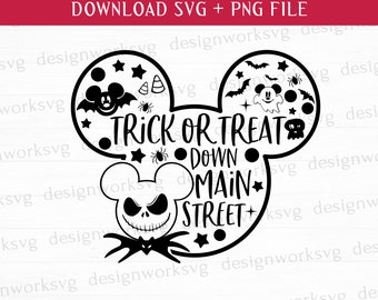 Muis Halloween Svg, Happy Halloween Svg, Trick Or Treat Svg, muis hoofd Svg, afdrukbare bestanden, Png voor sublimatie