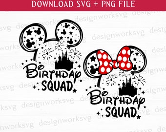 Mouse Birthday Squad Svg, Mouse Svg, Head Svg, Princess, Printable Files, Png For Sublimation