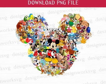 Myszka i przyjaciele Collage Png, Retro Friends Png, Vacay Mode Png, Family Trip Png, Family Vacation Png, Pliki do druku, Png do sublimacji
