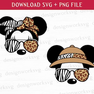 Safari Mouse Bundle, Leopar Mouse Svg, Leopar Mouse Png, Mouse Svg, Head Svg, Princess Svg