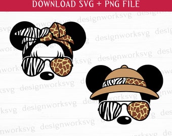 Safari Mouse Bundle, Leopar Mouse Svg, Leopar Mouse Png, Mouse Svg, Head Svg, Princess Svg