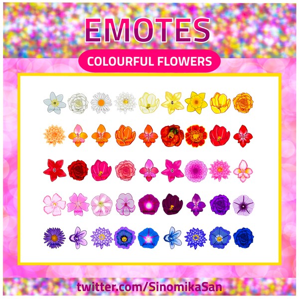 Flower Mega Pack: 45 Bunte Blumen Emotes (Twitch, Discord, Kick, YouTube, Facebook)