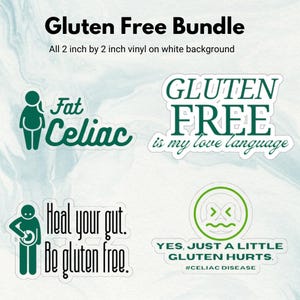 Whimsical Gluten Free Sticker Set - Celebrate Celiac Awareness with Fun Designs Gluten Free Gift, Celiac Disease, Silly Yak, Funny