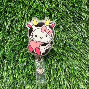 Cute cow Kitty Badge holder, Badge Reel