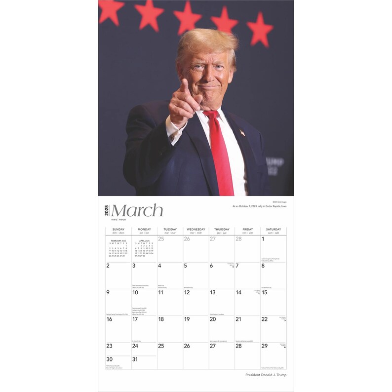 President Donald J. Trump 2025 12x24 Monthly Square Wall Calendar