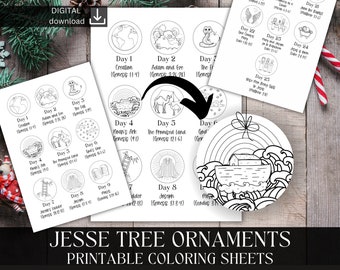 Jesse tree ornaments printable, printable Jesse tree activity idea kids, watercolor bible, catholic advent activities, homeschool scripture