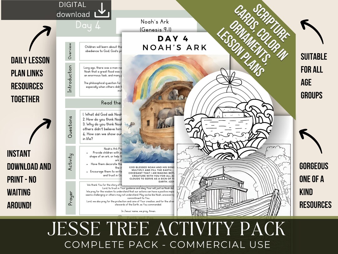 Jesse Tree Ornaments Printable Printable Jesse Tree Activity Etsy