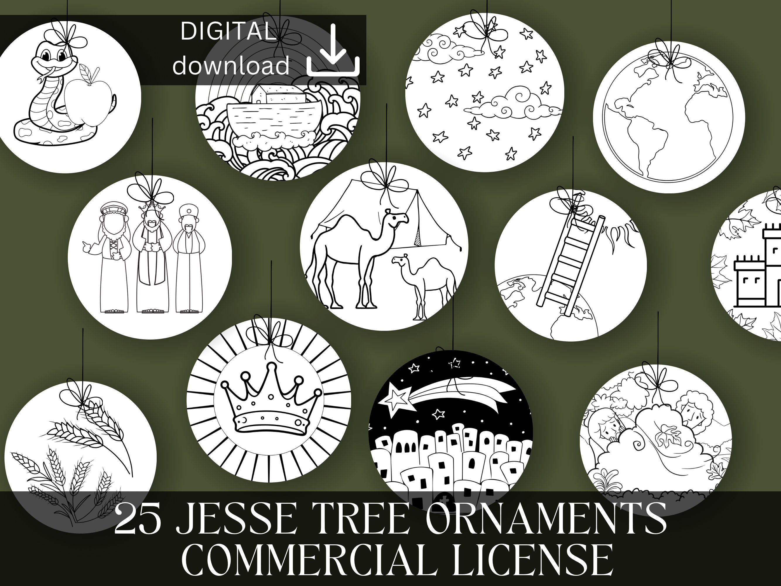 Jesse Tree Ornaments Printable, Printable Jesse Tree Activity, Catholic ...