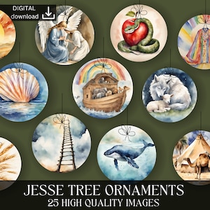 Jesse tree ornaments printable | printable Jesse tree activity idea | eatercolour bible, catholic advent activities, homeschool advent study