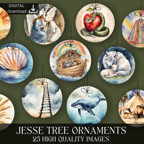 Jesse tree ornaments printable | printable Jesse tree activity idea | eatercolour bible, catholic advent activities, homeschool advent study