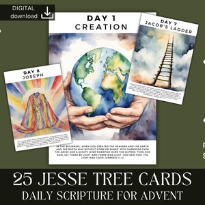 Jesse tree printable | advent cards | Jesse tree ornaments | catholic advent activities | homeschool Christmas | nativity printable