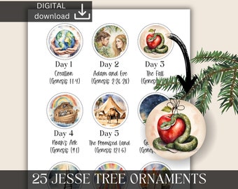 Jesse tree ornaments printable, printable Jesse tree activity idea kids, watercolor bible, catholic advent activities, homeschool scripture