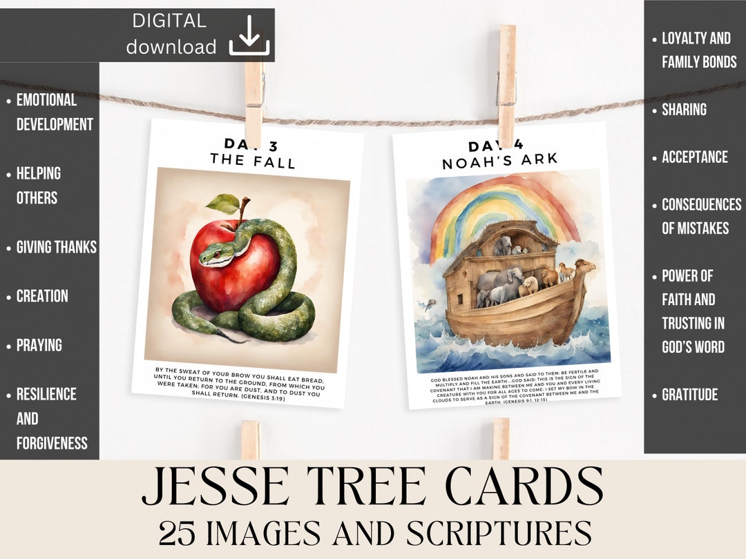Jesse Tree Bible Verse Cards Christian Christmas - Etsy
