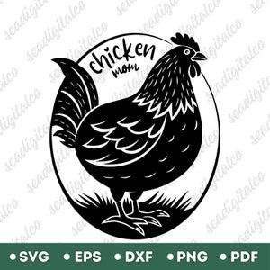 Chicken Svg, Chicken Mom Svg, Hen Mom Clipart, Farm Animal Lover Quote Design, Mother&#39;s Day Farm Animal Sublimation, Svg Files for Cricut