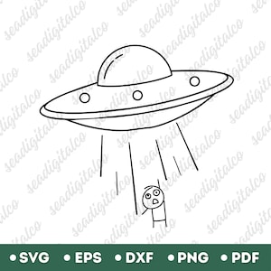 Alien Abduction SVG, UFO Svg, Ufo Clip Art, Spaceship Svg, Space Silhouette, Ufo Files for Cricut, Single Line Drawing, Vector Graphics, DXF