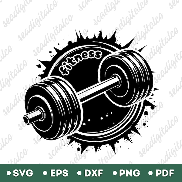 Gym Silhouette, Barbell Svg, Workout Svg, Fitness Svg, Dumbbell Svg Cricut, Weight Lifting Svg, Gym Illustration, Clipart Vector, DXF, EPS