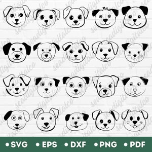 Dog Svg Bundle, Cartoon Dog Svg, Dog Face Svg, Dog Cut Files, Doodle Dog, Cute Puppy Svg, Puppy Face Svg, Dog Shirt Svg, Pet Shirt for Dog
