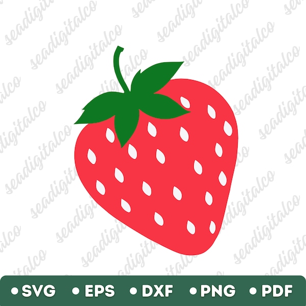 Red Strawberry Svg, Fruit Svg, Strawberry Clipart, Strawberry Cut files, Strawberry Vector, Strawberry Design, Silhouette Files, Dxf, Eps