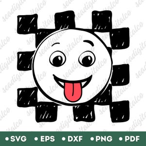 Sorriso a scacchi Svg, Emoji Svg, Faccina felice Svg, Clip Art faccina sorridente, Faccine scarabocchiate, File di taglio Svg per Cricut e Silhouette, PNG e DXF