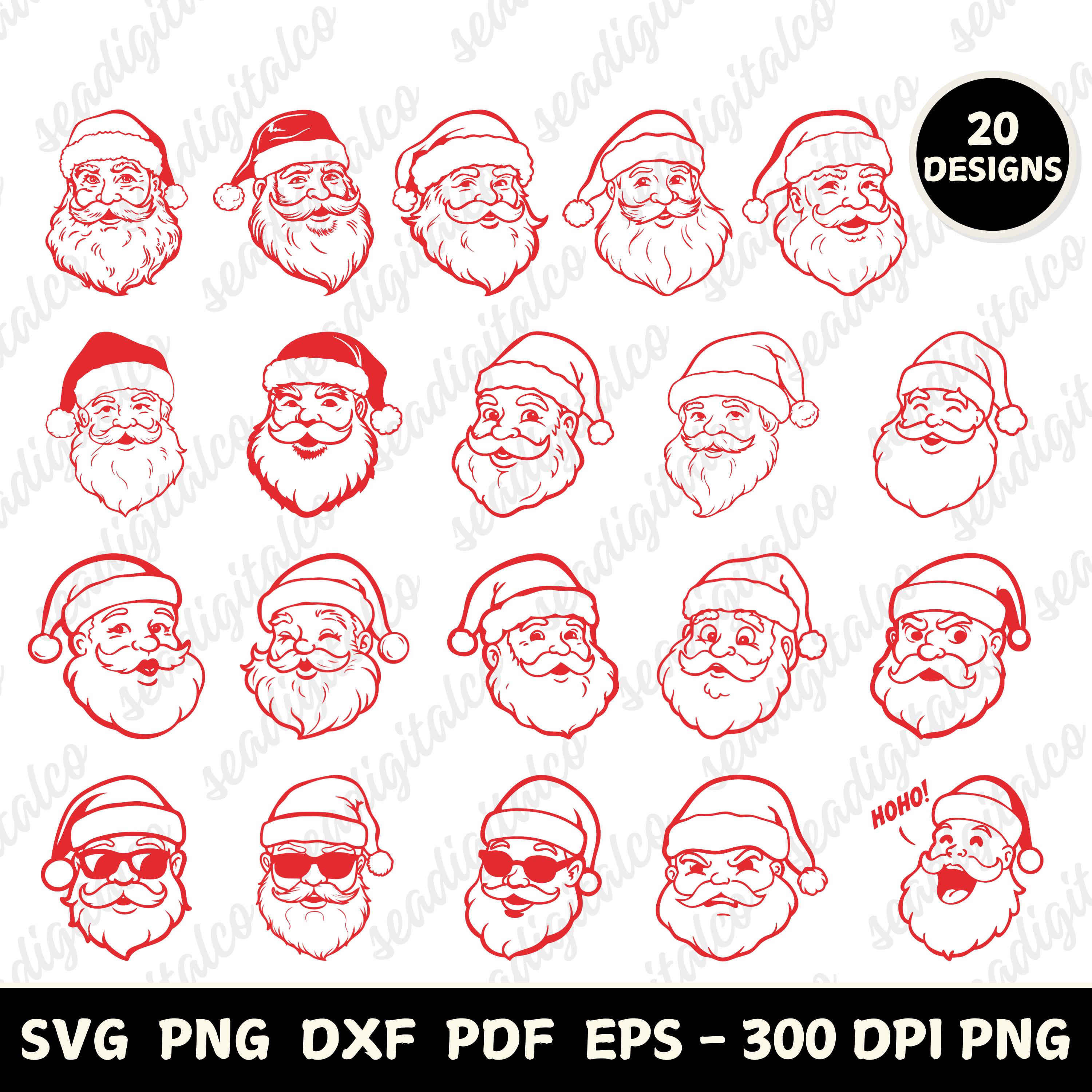Vintage Santa SVG Bundle, Red Santa Png, Old School Father Christmas, Funny Christmas Png, Santa Claus Face Svg, Cutting Files, Png Designs