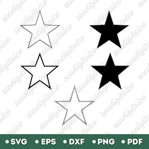 Star SVG Files, Star Outline Svg, Star Silhouette, Stars Svg File for Cricut, Star Vector Files, Star Clip Art,  Digital Download, EPS DXF