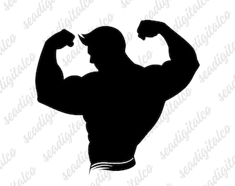 Budybuilder SVG, Muscle Man Svg, Workout Silhouette, Strong Man Svg, Sports Vector for Cricut Silhouette, Gym Motivation Svg, Cut Files, DXF