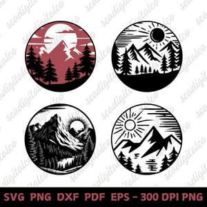 Camping & Mountain SVG Bundle, Outdoor Adventure Clipart for Cricut Silhouette, Forest, Trees, Camper  Landscape Cut Files, Laser Cut File