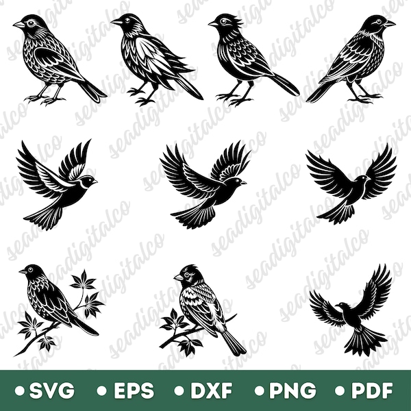 Bird SVG, Bird Svg Bundle, Flying Bird Svg, Birds on Branches SVG, Bird Silhouette, Files for Cricut, Animal Flying Silhouette, Bird Vector