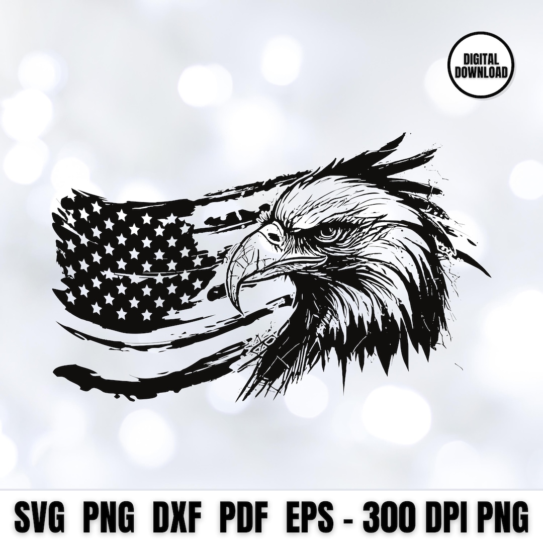 Patriotic Eagle SVG | Distressed American Flag Eagle, 4th of July ...