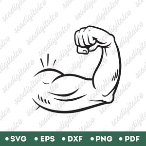 Biceps Svg, Muscle Svg, Arm Flex Svg, Gym Arm Svg, Strong Man Svg, Bicep Muscles Cut Files For Silhouette, Vector Cut file for Cricut, DXF