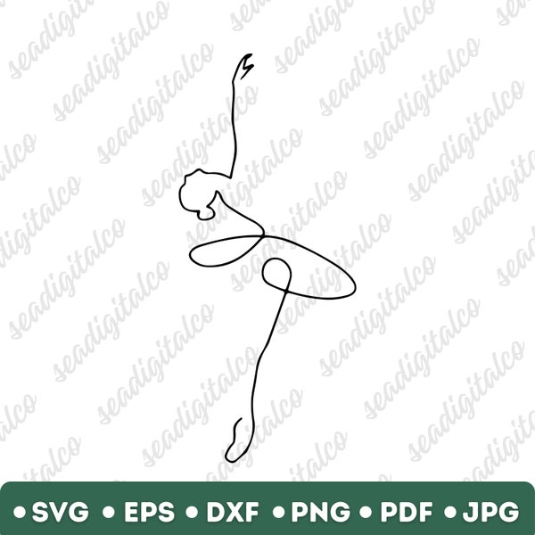 Ballerina SVG, One Line Drawing, Ballerina Drawing, Ballet Dancer Clipart, Ballet Svg, Dancer Svg, Ballerina illustration, Vector Clip Art