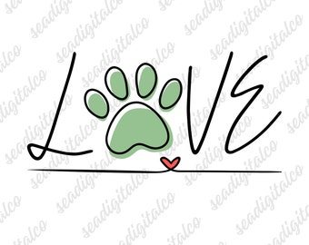Dog Love SVG, Paw Print Svg, Paw Heart Svg, Dog Mom Svg, Dog Lover Svg, Animal Paws Dxf, Svg Files for Cricut, Silhouette Cut Files, PNG EPS