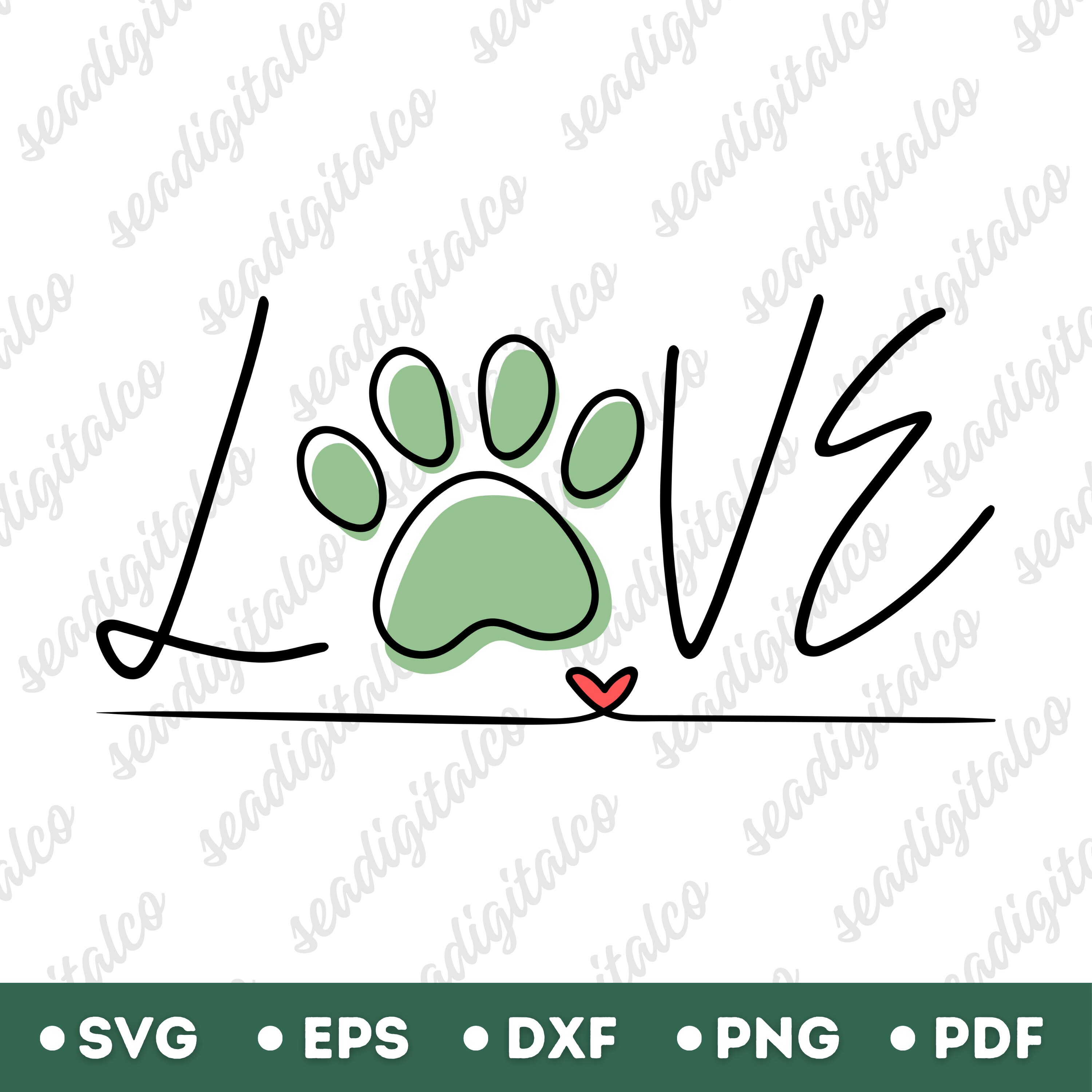 Dog Love SVG, Paw Print Svg, Paw Heart Svg, Dog Mom Svg, Dog Lover Svg ...