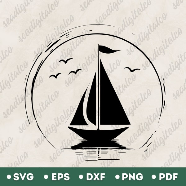 Sailboat Svg, Sailboat Ocean Svg, Sailing Ship Svg, Sailboat Silhouette SVG, Sailboat Files For Cricut, Nautical SVG, Sailboat Stencil, DXF