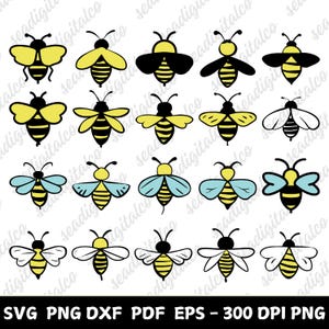 Bee Doodle SVG Bundle | Honey Bee & Bumble Bee Clipart | Cute Bee Cut Files for Cricut, Silhouette | Laser Cut File