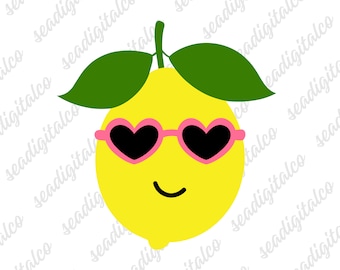 Lemon SVG, Lemon Wearing Sunglasses SVG, Cute Lemon Svg, Summer Lemon Png, Summer Fruit Clipart, Furit Cut File, Svg Files For Cricut, DXF