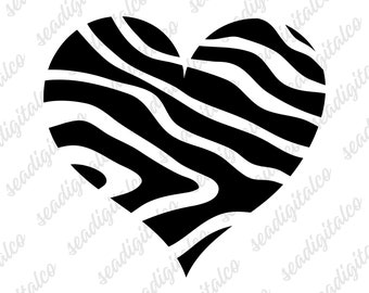 Zebra Heart SVG, Zebra Print Svg, Zebra Stripes, Animal Skin Print Svg, Heart Svg, Cricut Cut Files, Silhouette Cut Files, Vector, PNG DXF
