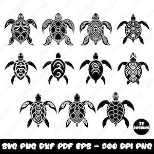 Cute Sea Turtle SVG Bundle for Cricut and Silhouette, Ocean Turtle Clipart Set, Beach Turtle Cut Files for T-Shirt & Mug Designs