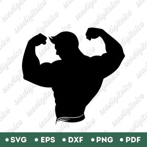 Budybuilder SVG, Muscle Man Svg, Workout Silhouette, Strong Man Svg, Sports Vector for Cricut Silhouette, Gym Motivation Svg, Cut Files, DXF