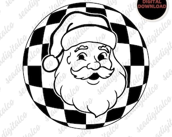 Retro Santa Png, Funny Santa Svg, Funny Christmas Png, Retro Christmas Png, Adult Humor Svg, Checkered Svg, Files for Cricut, Laser Svg