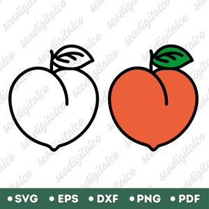 Peach SVG, Peach Outline, Peach Silhouette, Fruit Svg, Peaches Clipart, Vector Cut File, Cricut Cut File, PNG & DXF File